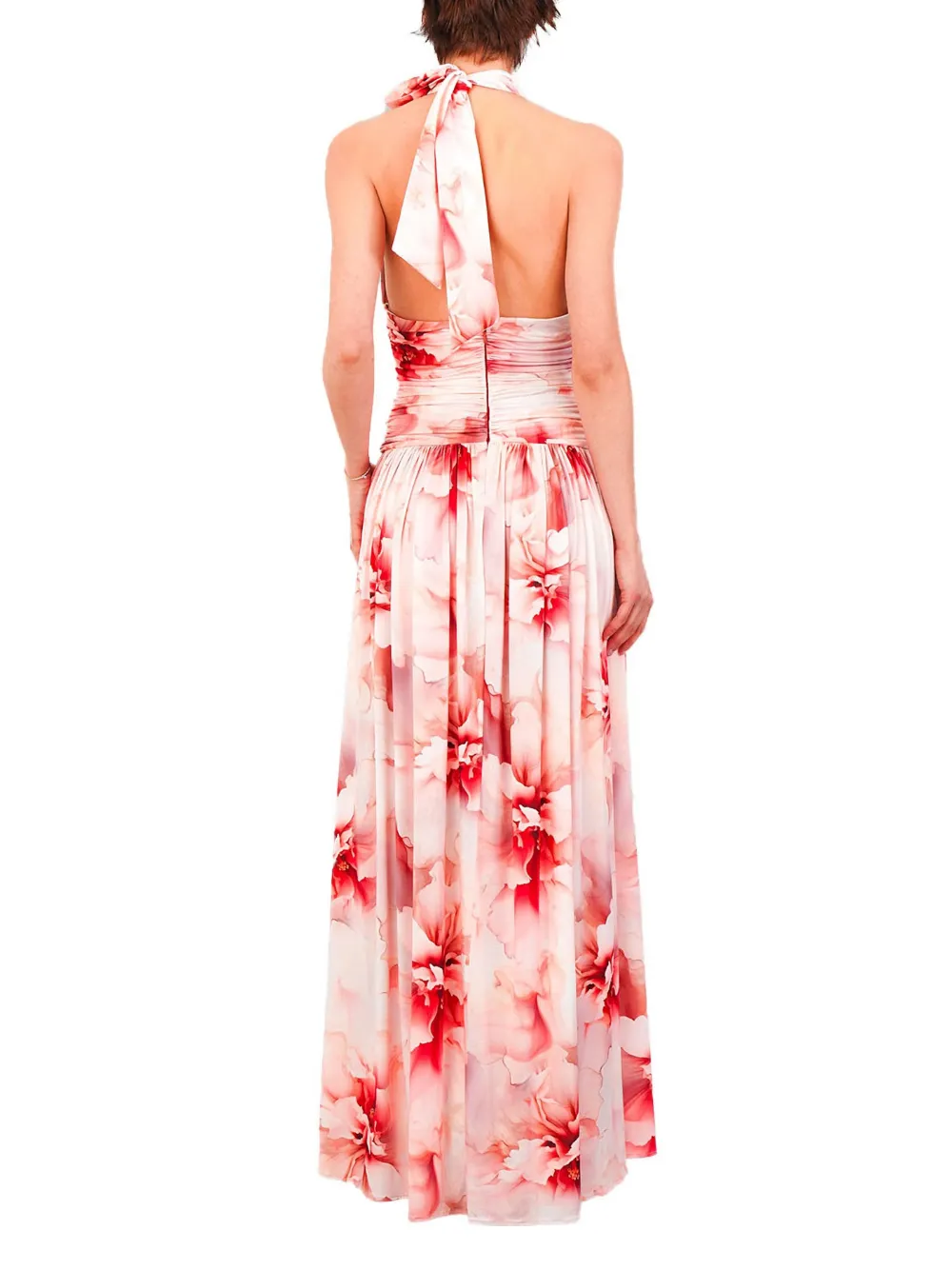 Babylone Paris halterneck floral-print maxi dress Rood