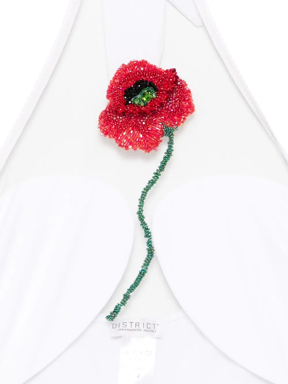 Mazzei beaded-flower swimsuit Wit