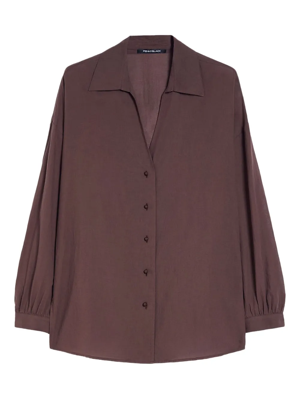 Pennyblack Gabriel balloon-sleeve collared shirt | Brown | Image 1