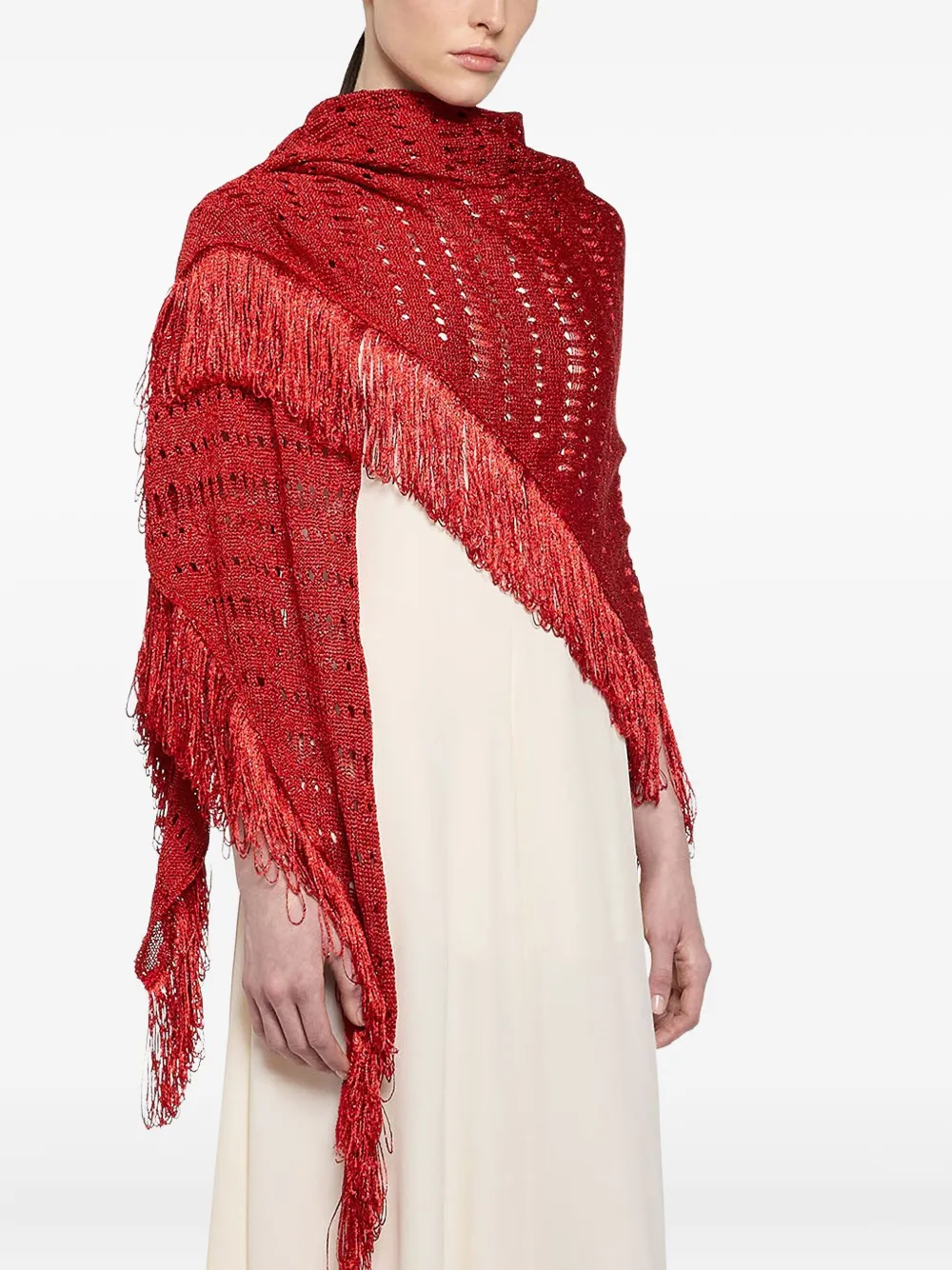 SIMONA CORSELLINI fringed knit shawl | Image 2