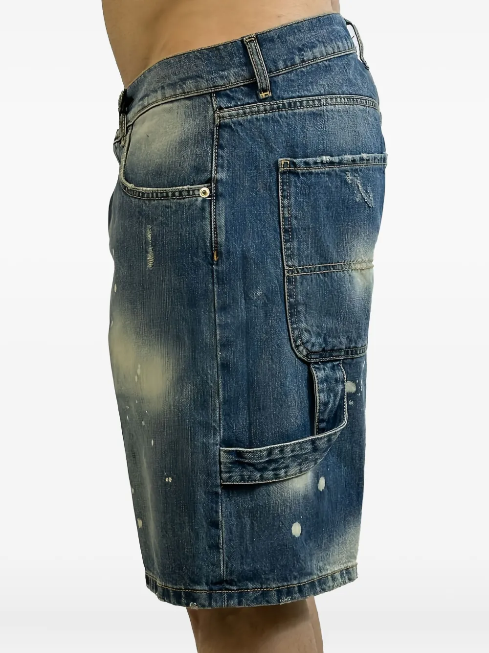 YES LONDON Gerafelde denim shorts - Blauw