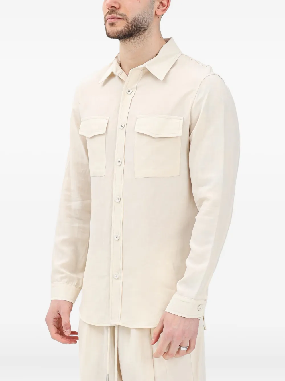 YES LONDON Overhemd met dubbele zak Beige