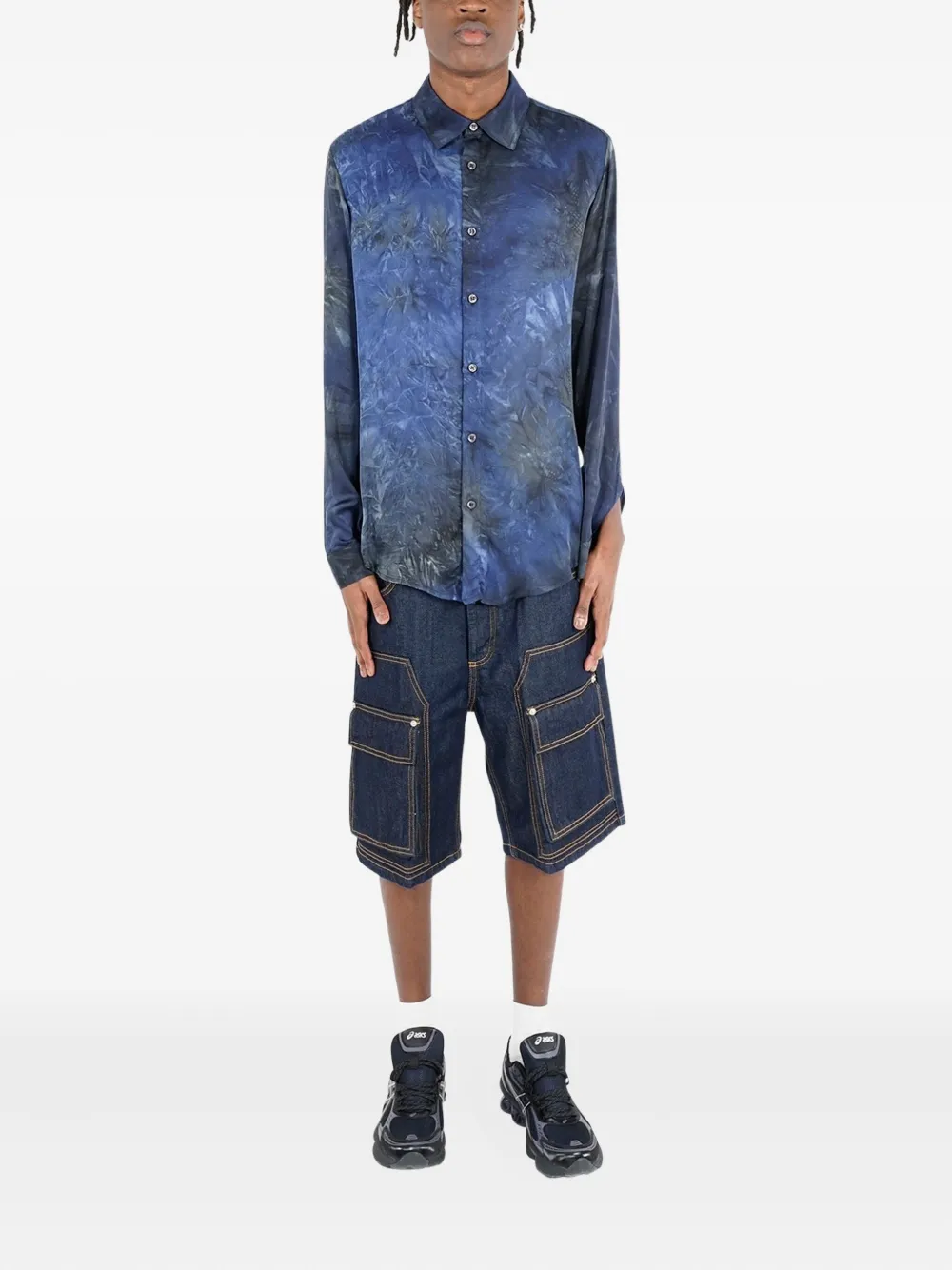 YES LONDON tie-dye long-sleeve shirt - Blauw
