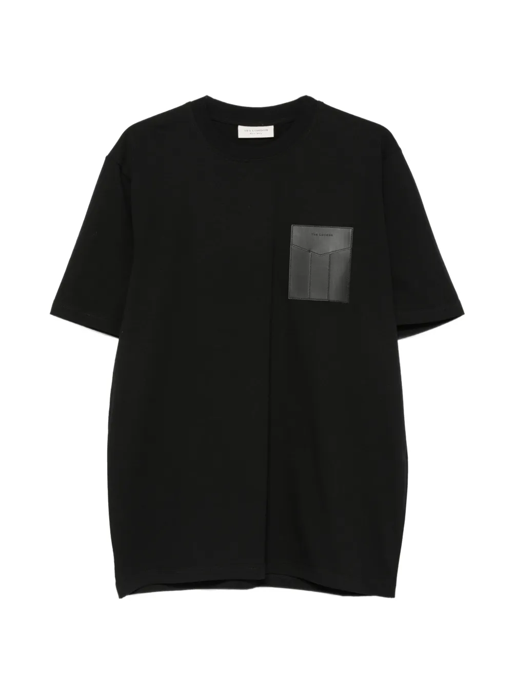 YES LONDON T-shirt con applicazione in pelle - Nero