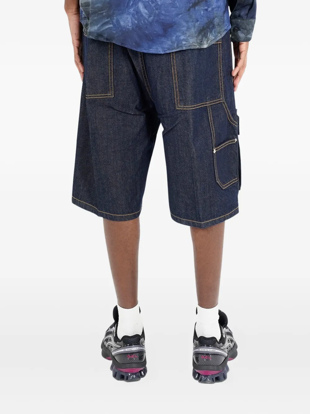 YES LONDON Denim shorts met cargo zak Blauw