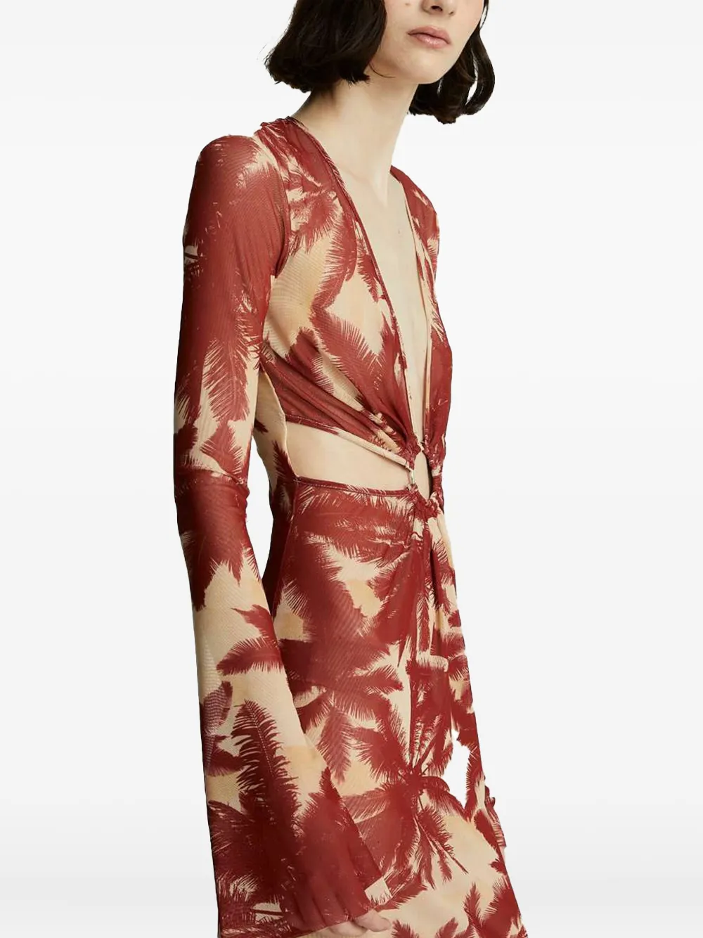 Celeste Maxi-jurk met palmprint en ringdetail Rood