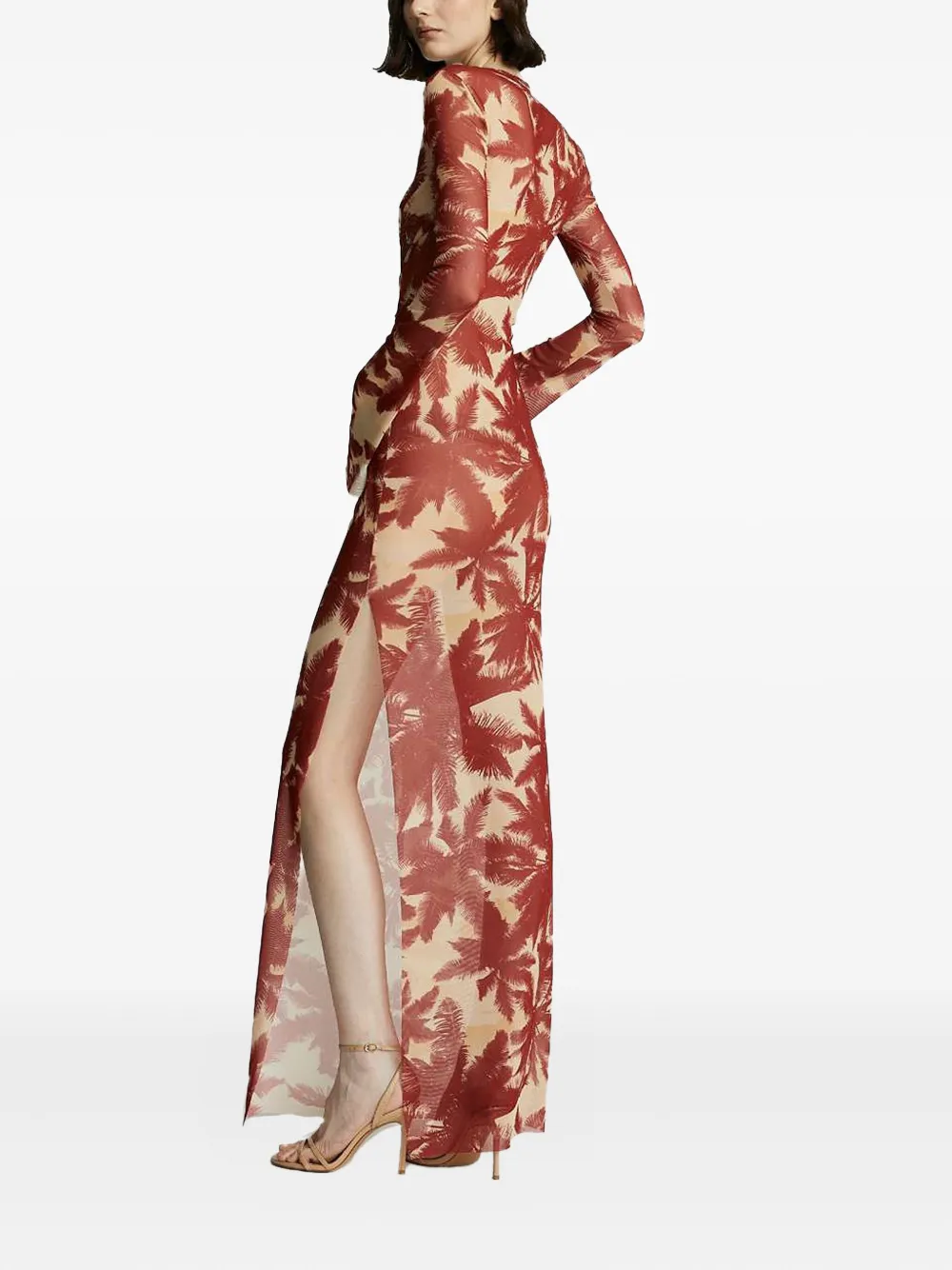 Celeste Maxi-jurk met palmprint en ringdetail Rood