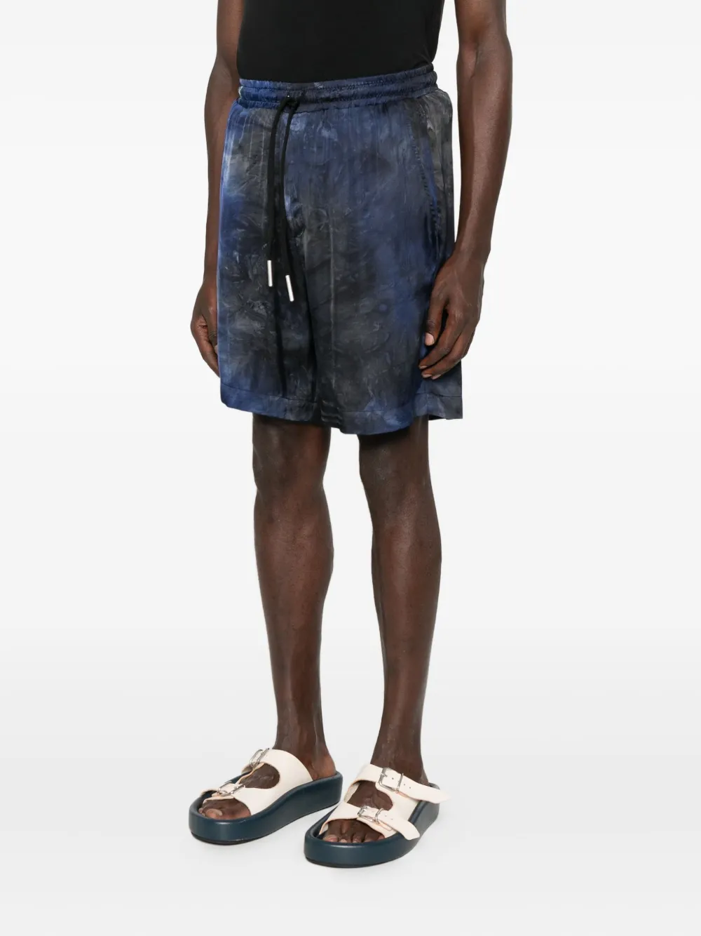 Yes London Tie-dye Drawstring Shorts In Blue