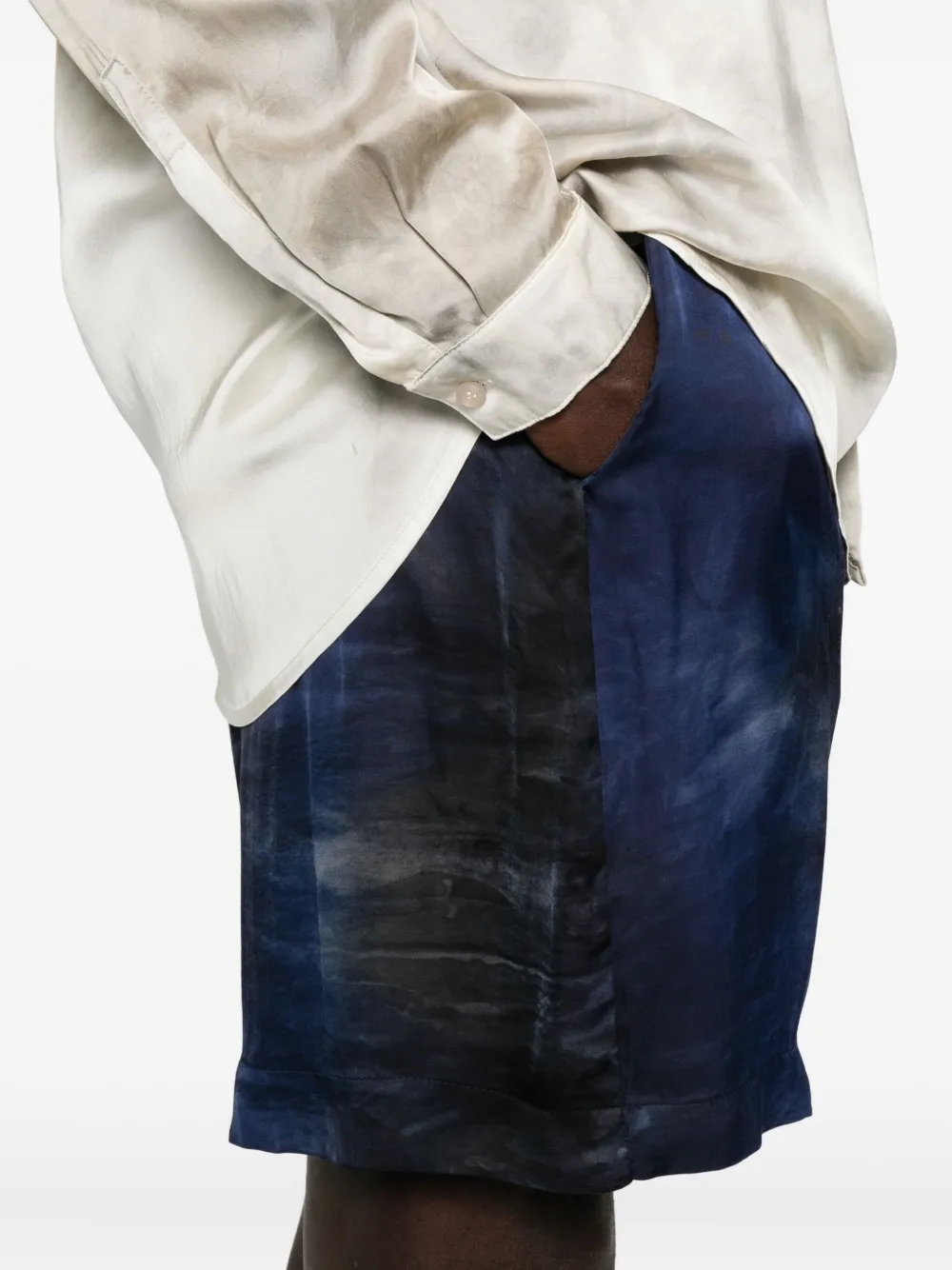 Yes London Tie-dye Drawstring Shorts In Blue