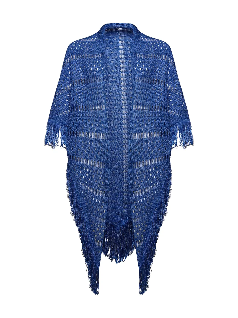 SIMONA CORSELLINI Kanten poncho met franje Blauw