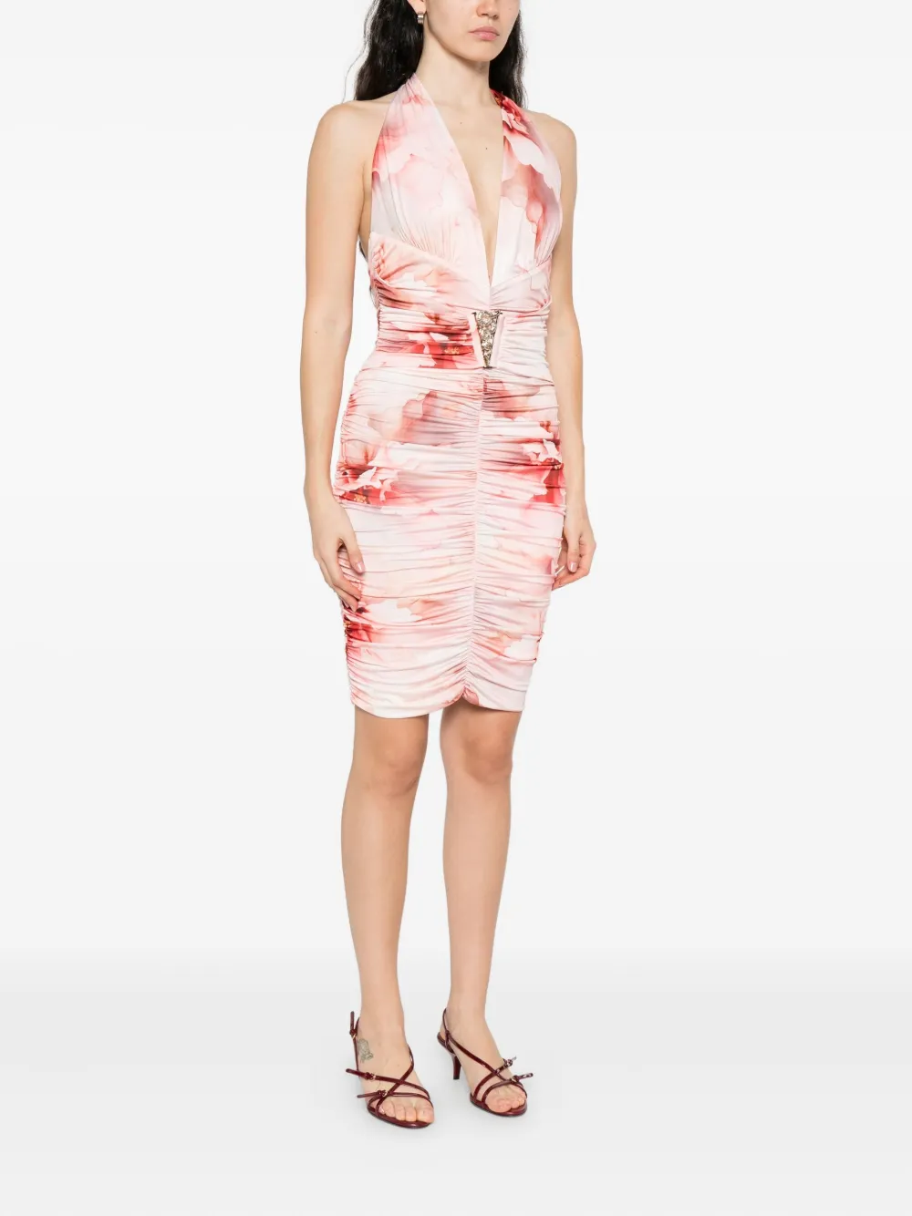 Babylone Paris V-neck floral-print mini dress Roze
