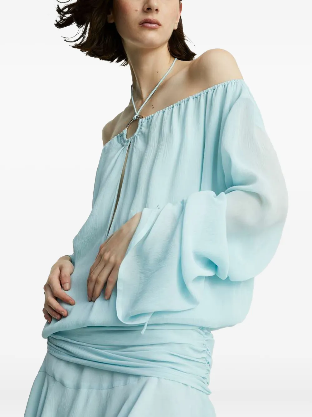 Celeste Gedrapeerde mini-jurk met ringdetail Blauw