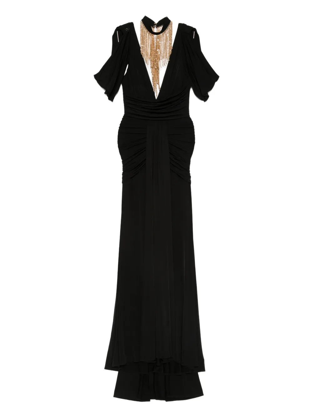 Babylone Paris embellished-neckline draped dress | Black | Image 1