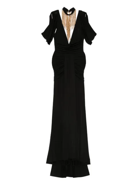 Babylone Paris embellished-neckline draped dress