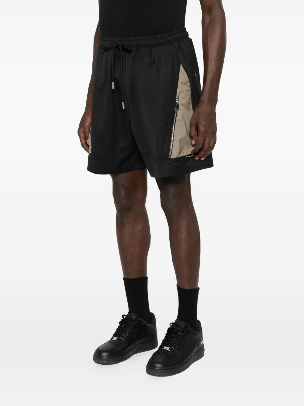 YES LONDON Shorts met vlakken en rits Zwart