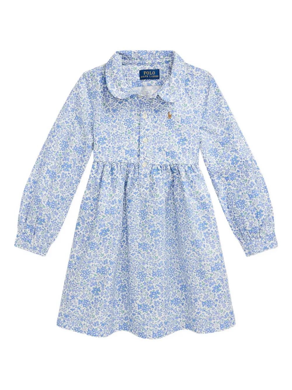 POLO RALPH LAUREN KIDS フローラル シャツワンピース - ブルー POLO RALPH LAUREN KIDS フローラル シャツワンピース - ブルー