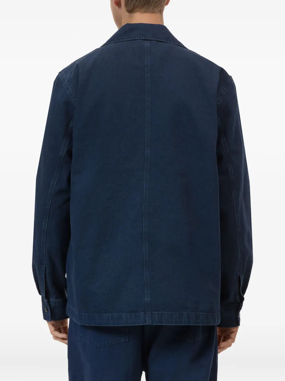 Closed Zip-front Chest-pocket Shirt In Blue