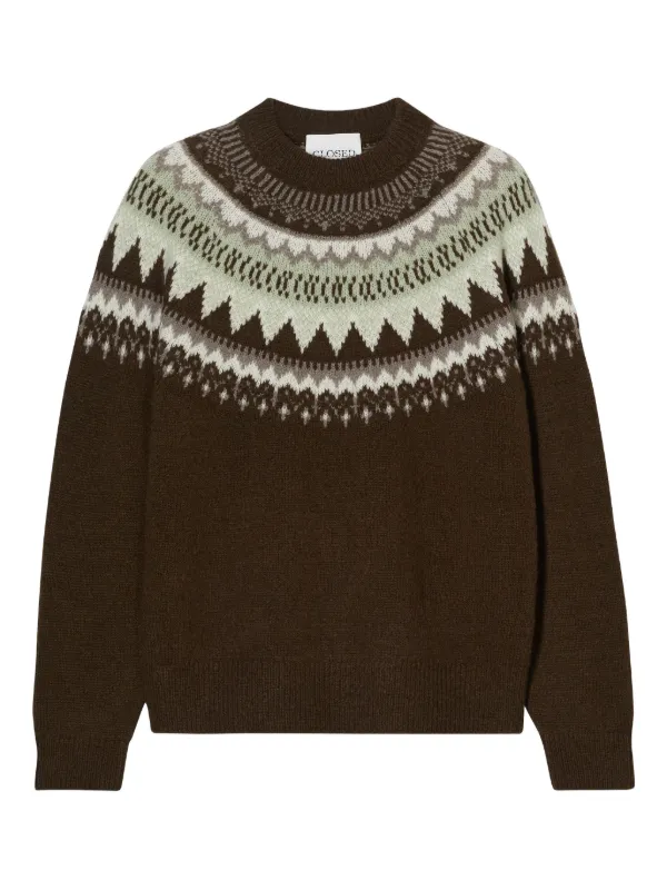 Closed fairisle-pattern crew-neck Sweater Brown FARFETCH PH