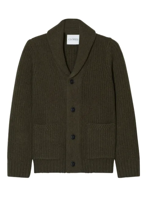 Closed Cardigan canelado com gola xale