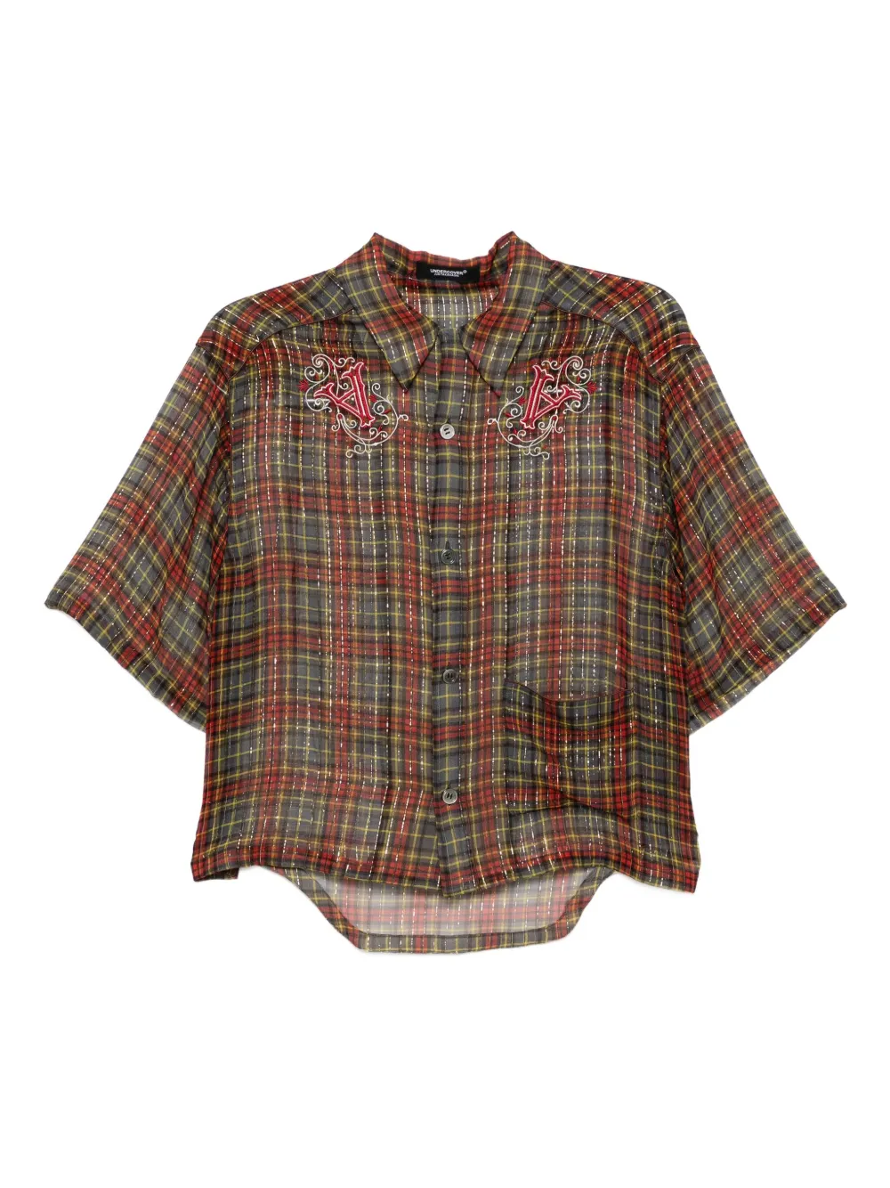 Undercover embroidered sheer shirt | Red | Image 1