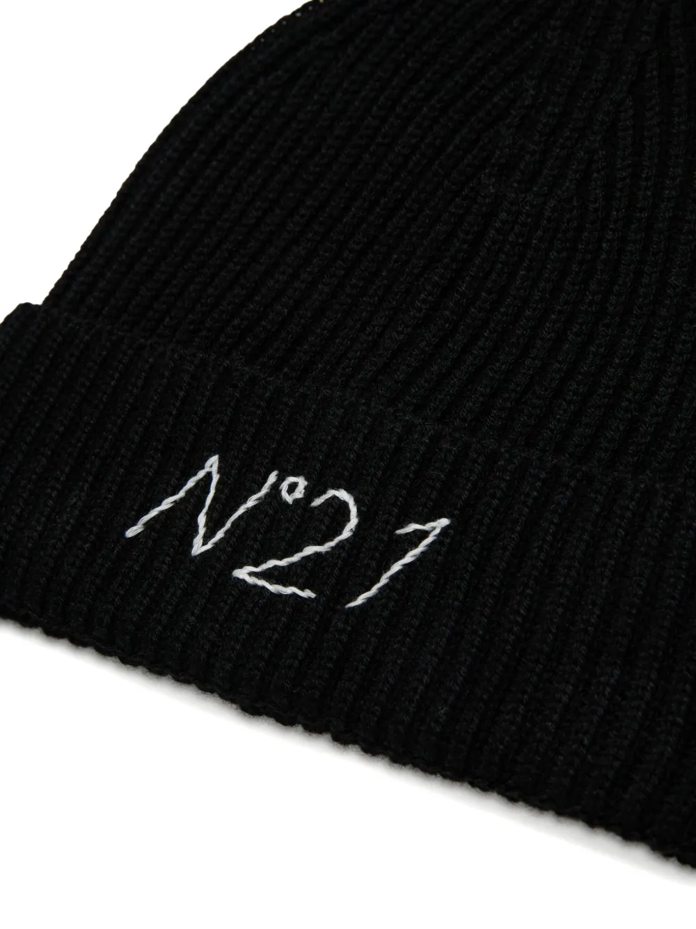 Nº21 Kids Ribgebreide muts Zwart