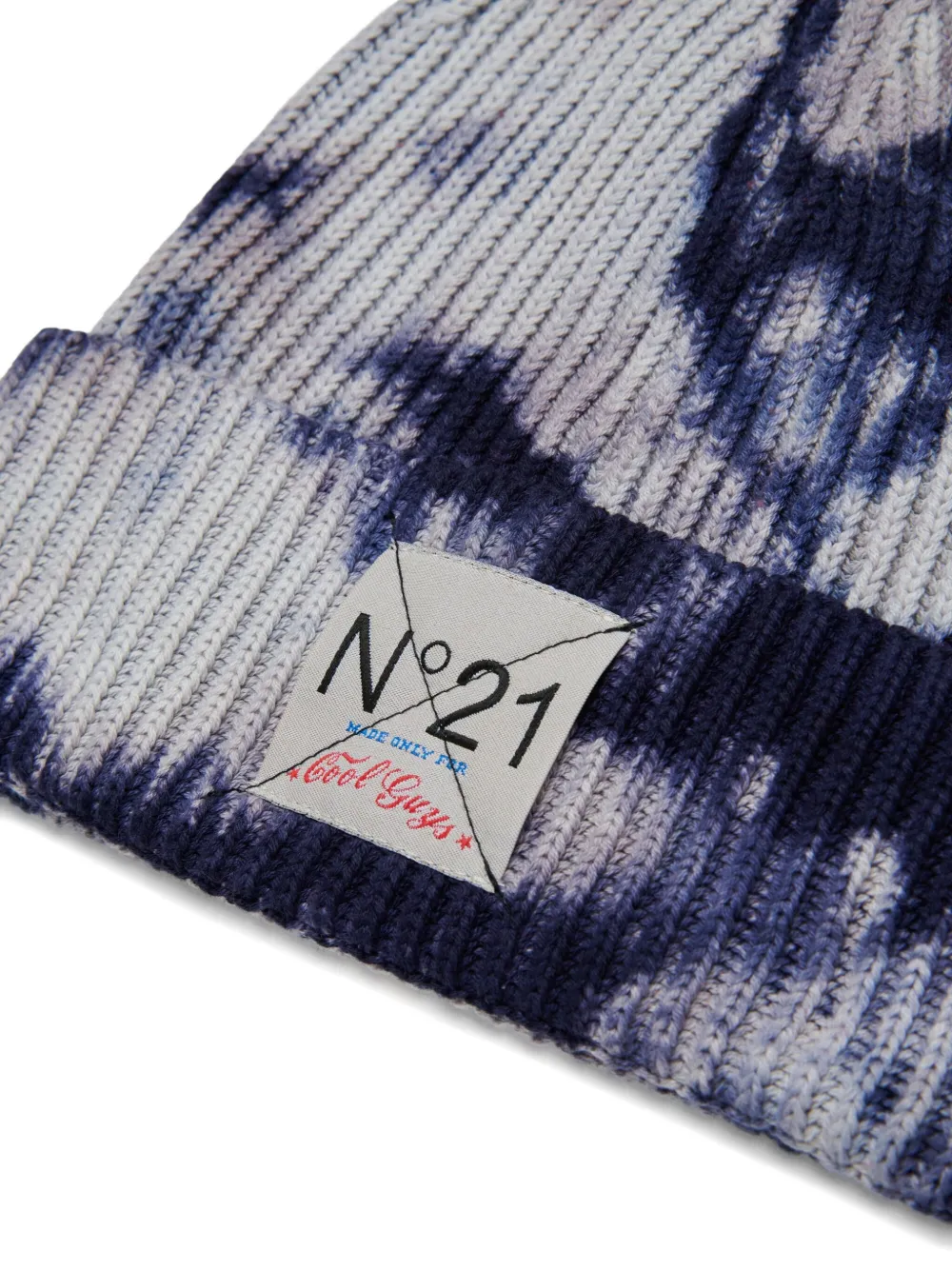 Nº21 Kids Geribbelde muts met tie-dye print Blauw