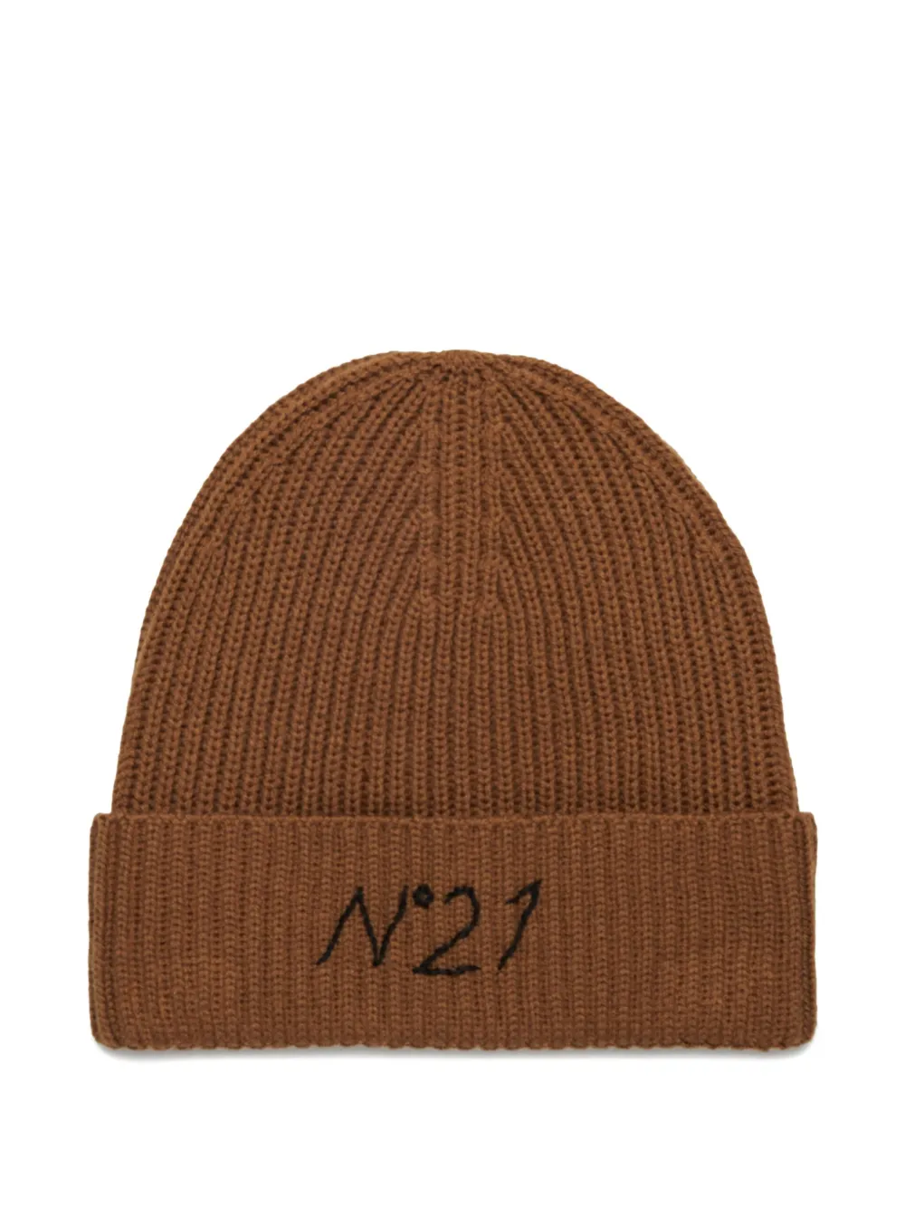 N°21 Ribbed-knit Beanie In Brown