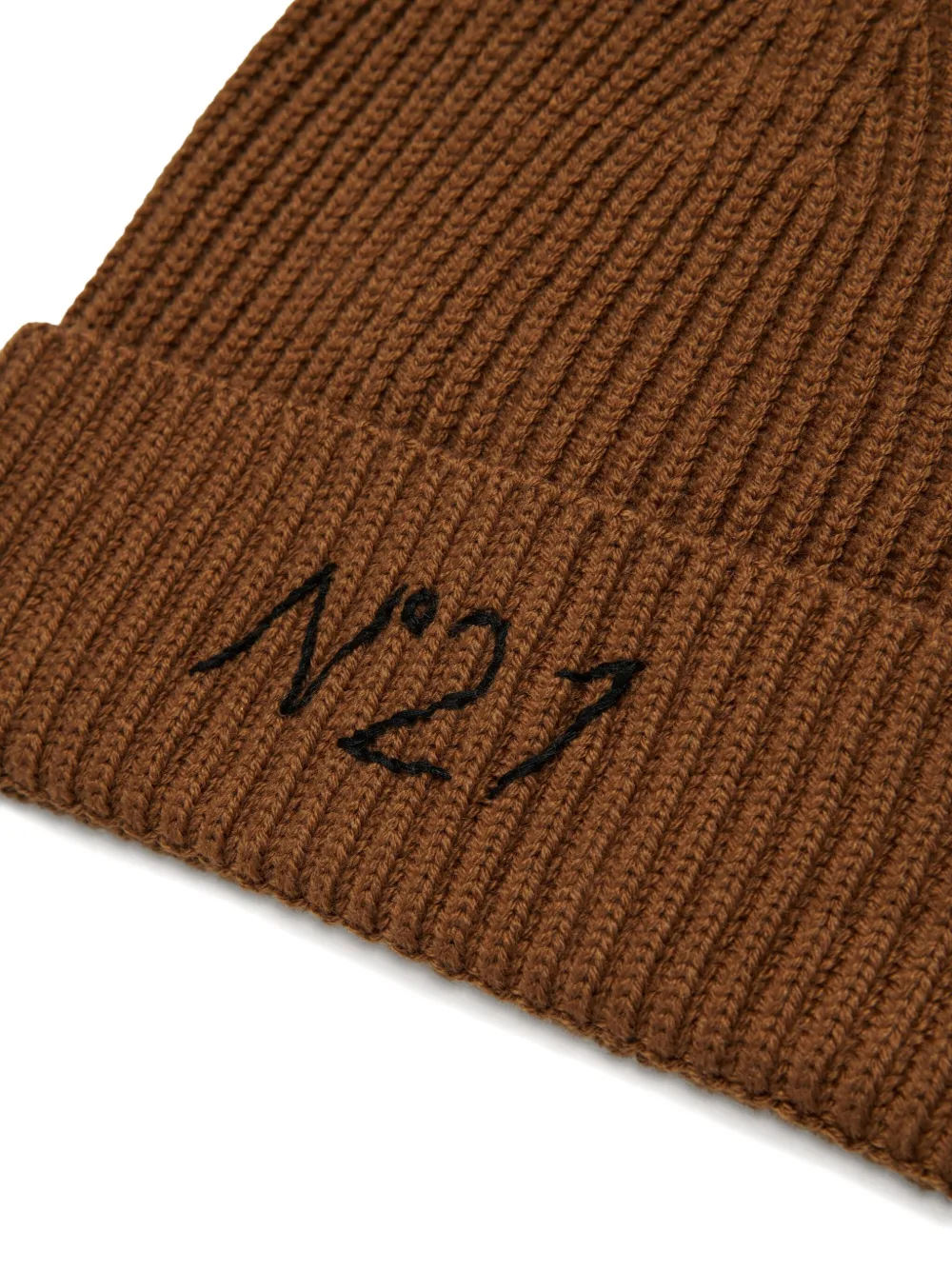 N°21 Ribbed-knit Beanie In Brown