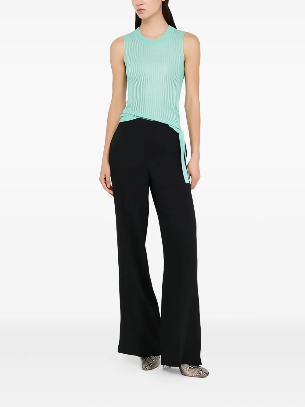 Liu •jo Ribbed Knit Top In Blue
