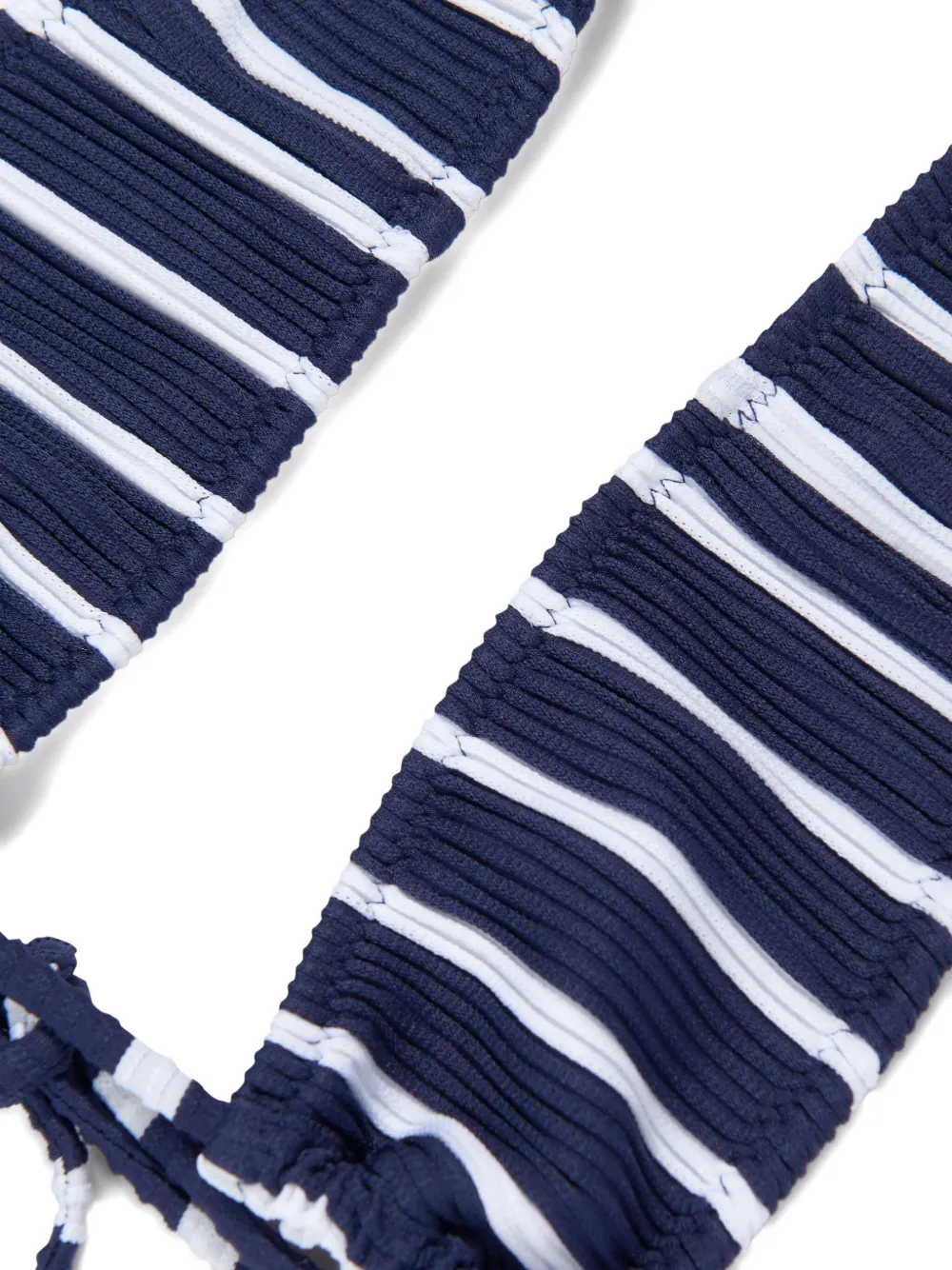 Nessi Byrd Kids Gestreepte bikini met halternek Blauw