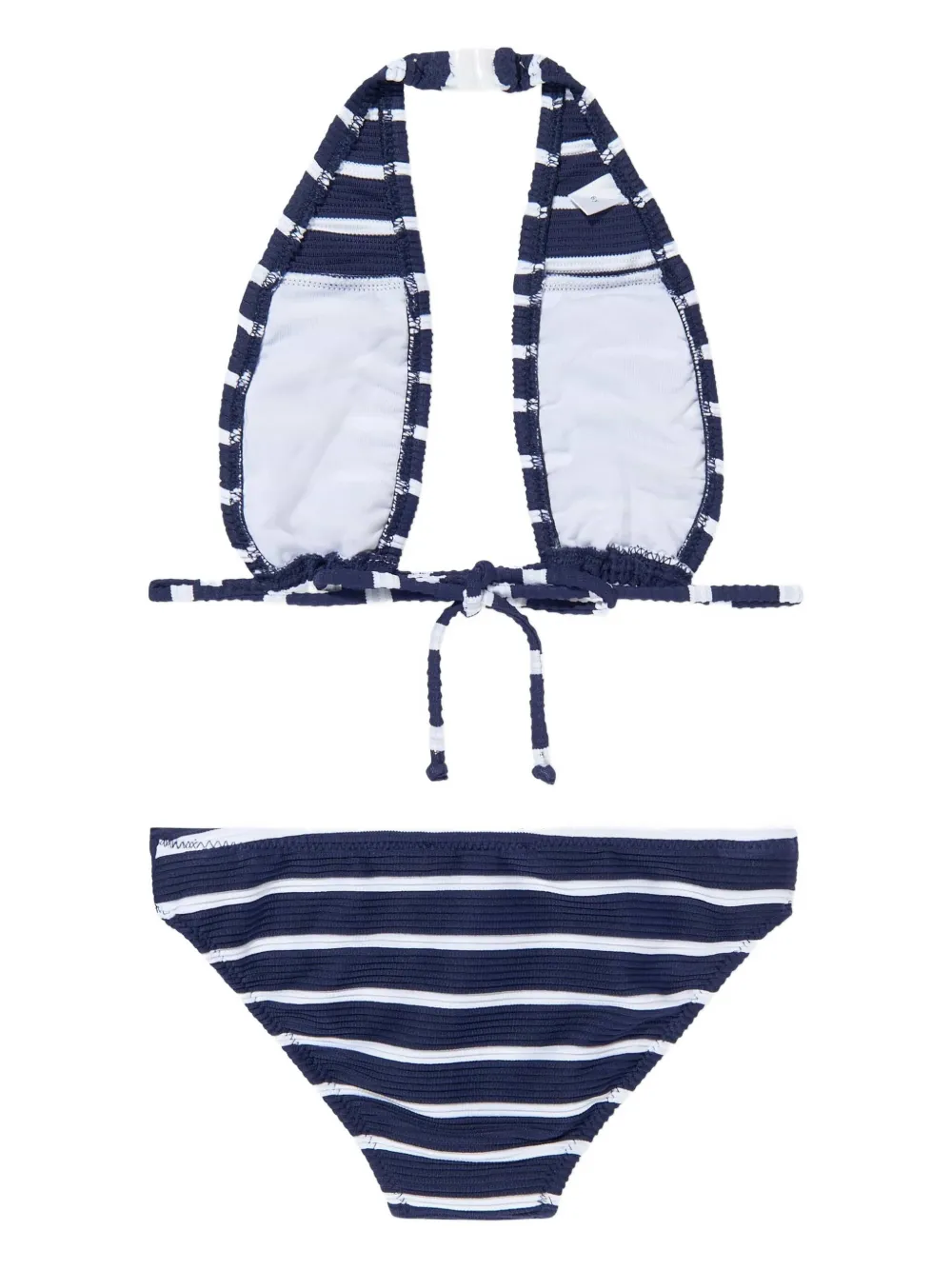 Nessi Byrd Kids Gestreepte bikini met halternek Blauw