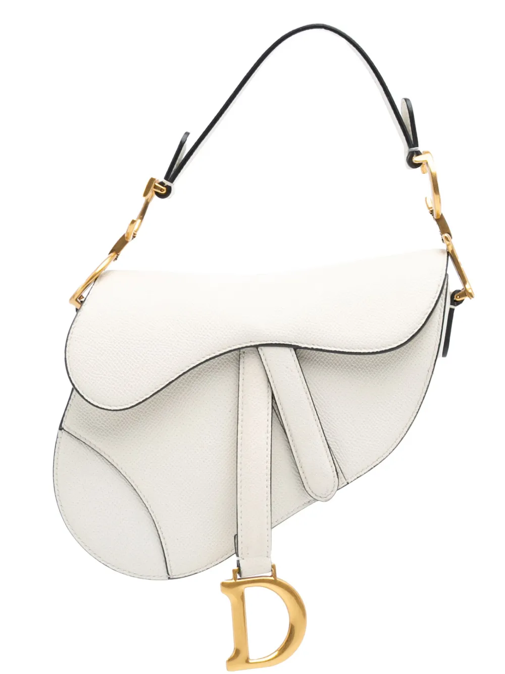 Christian Dior Pre-Owned 2020 ミニ グレインカーフ サドル サッチェルバッグ - ホワイト Christian Dior Pre-Owned 2020 ミニ グレインカーフ サドル サッチェルバッグ - ホワイト