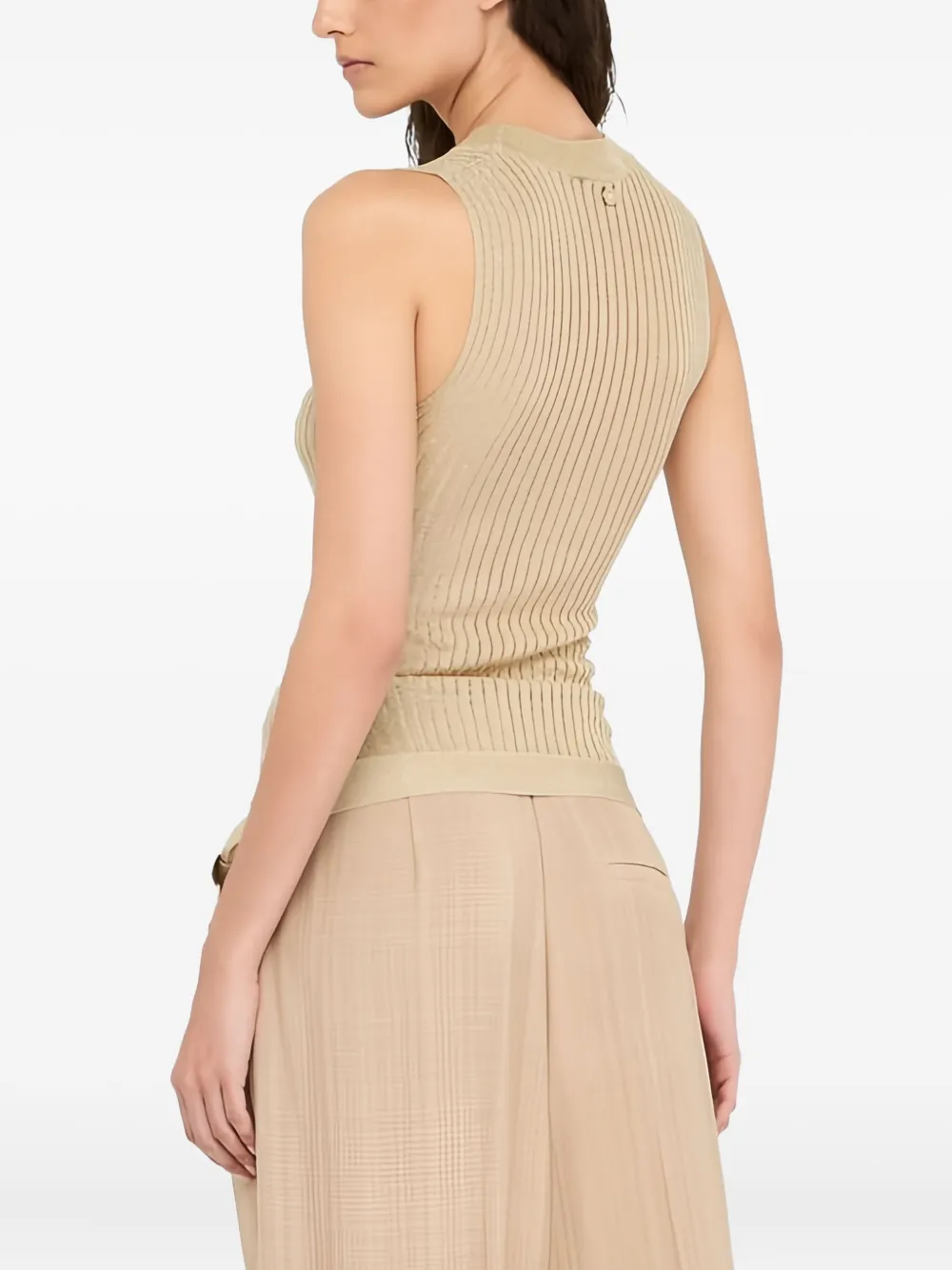 Liu •jo Ribbed Sash Knit Top In Neutral