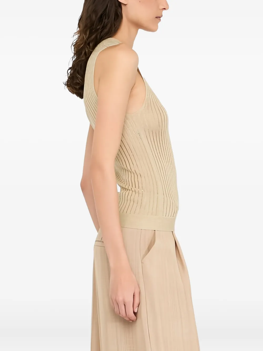 Liu •jo Ribbed Sash Knit Top In Neutral