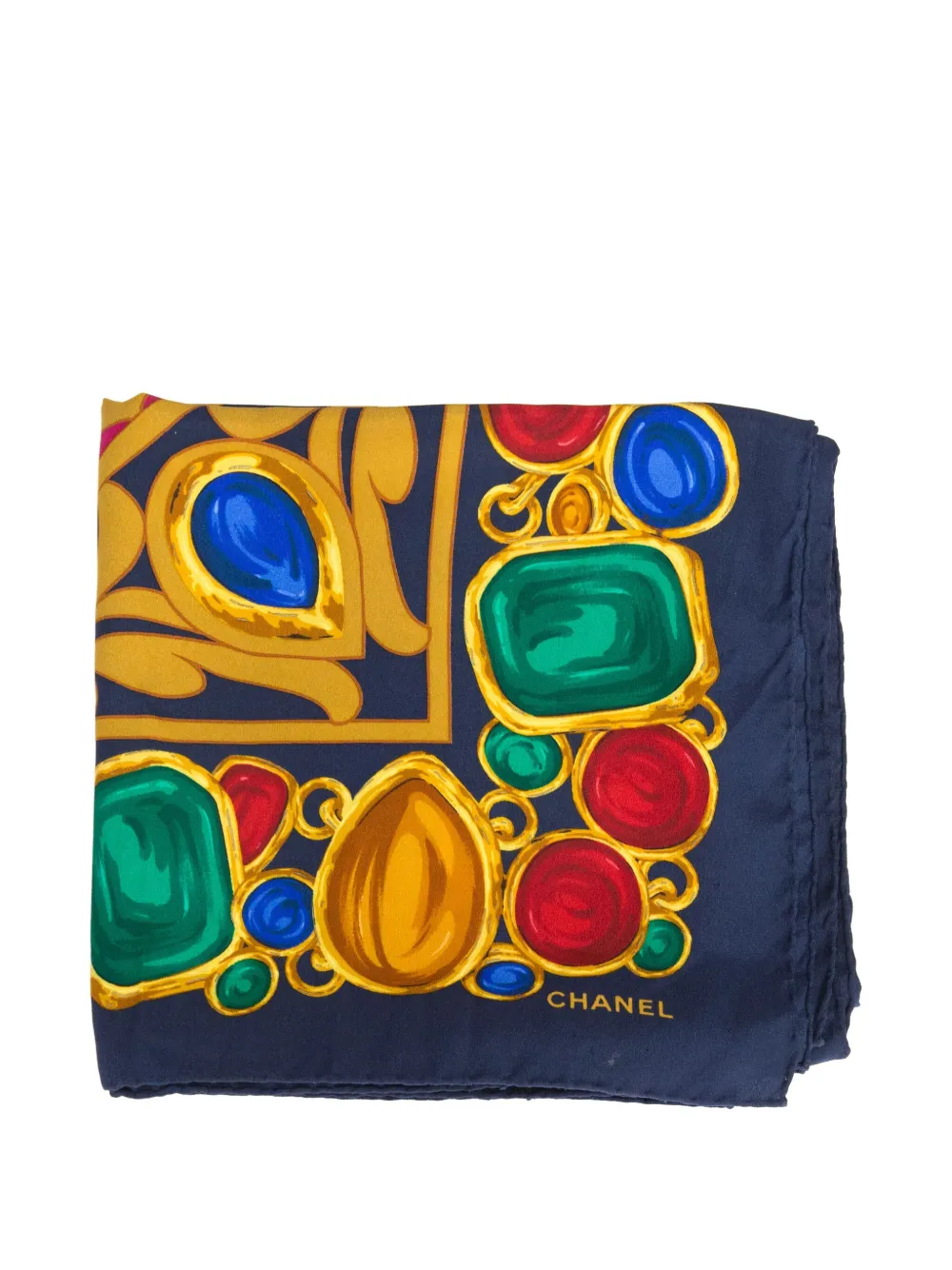 CHANEL Pre-Owned 1980s gemstone-print scarf | Yellow | Image 1