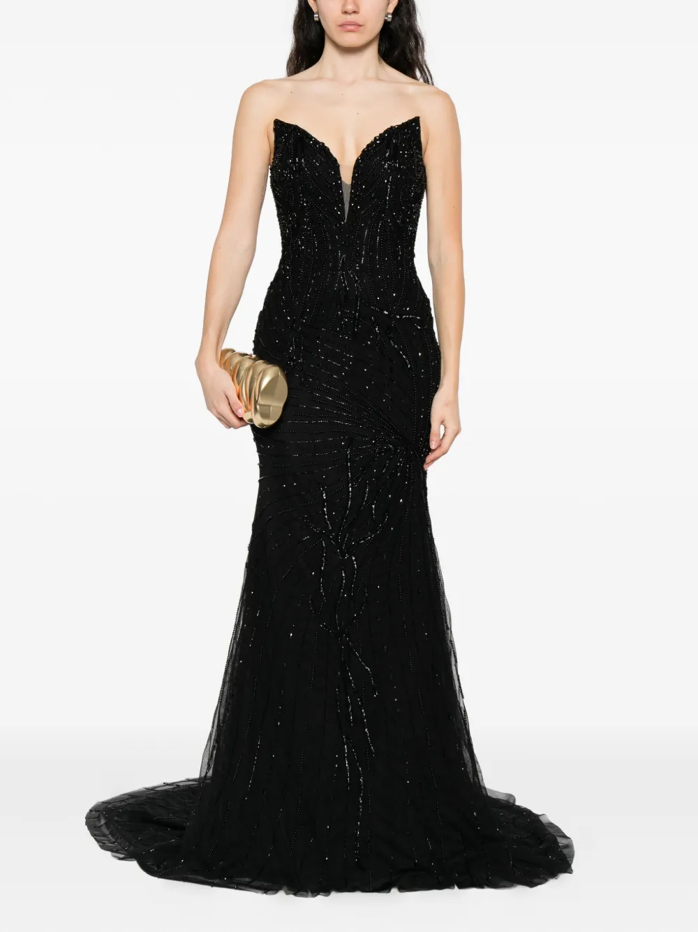 Holland & Holland embellished fishtail maxi dress - Zwart