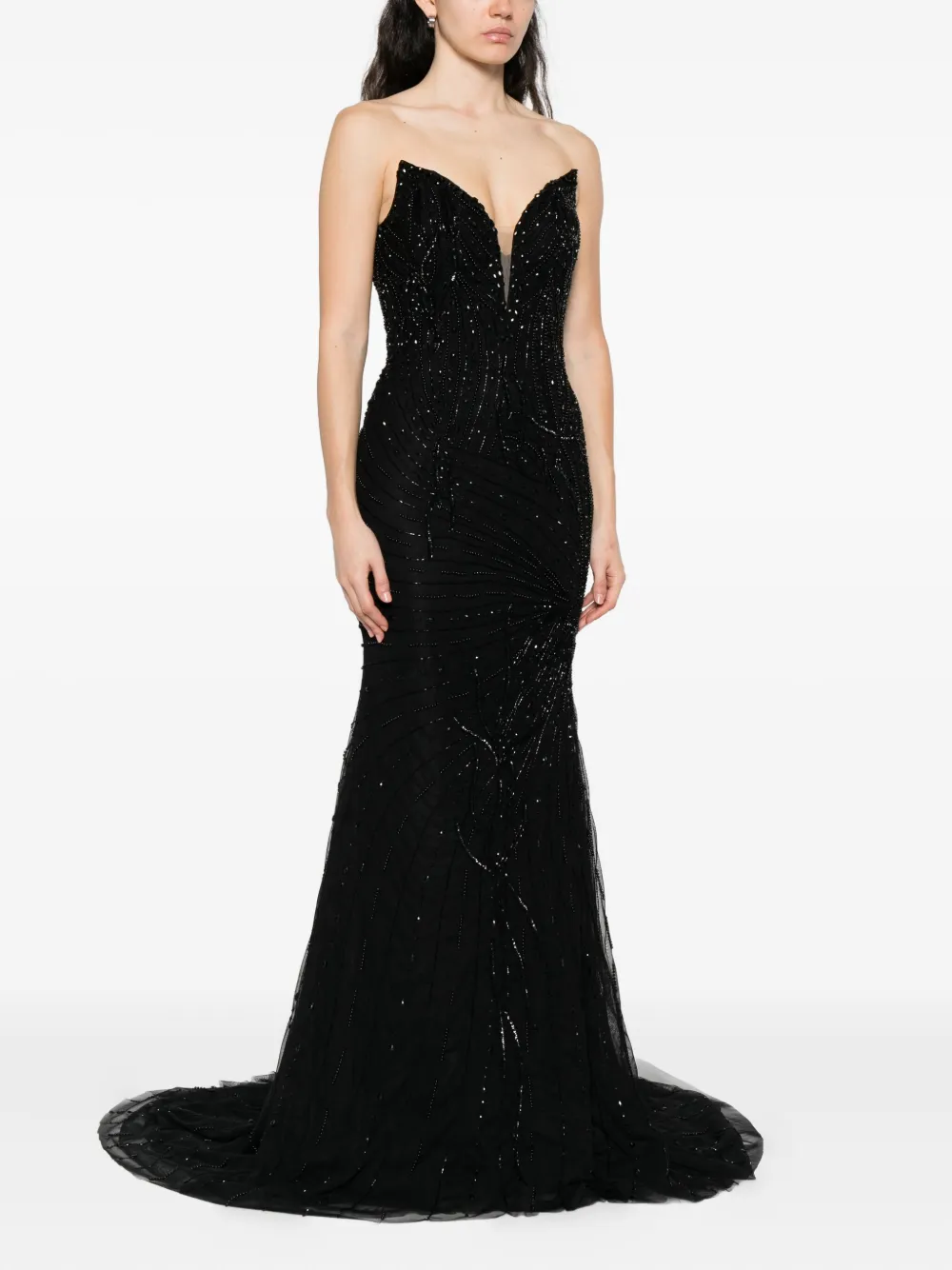 Holland & Holland Embellished Fishtail Maxi Dress In Black