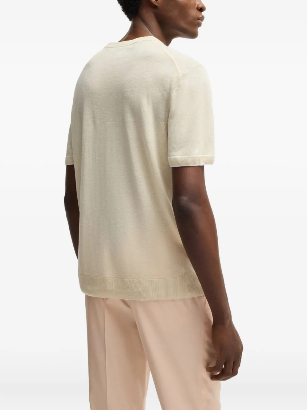 BOSS T-shirt met ronde hals Beige