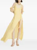 Celeste ruffl-details v-neck maxi dress - Yellow