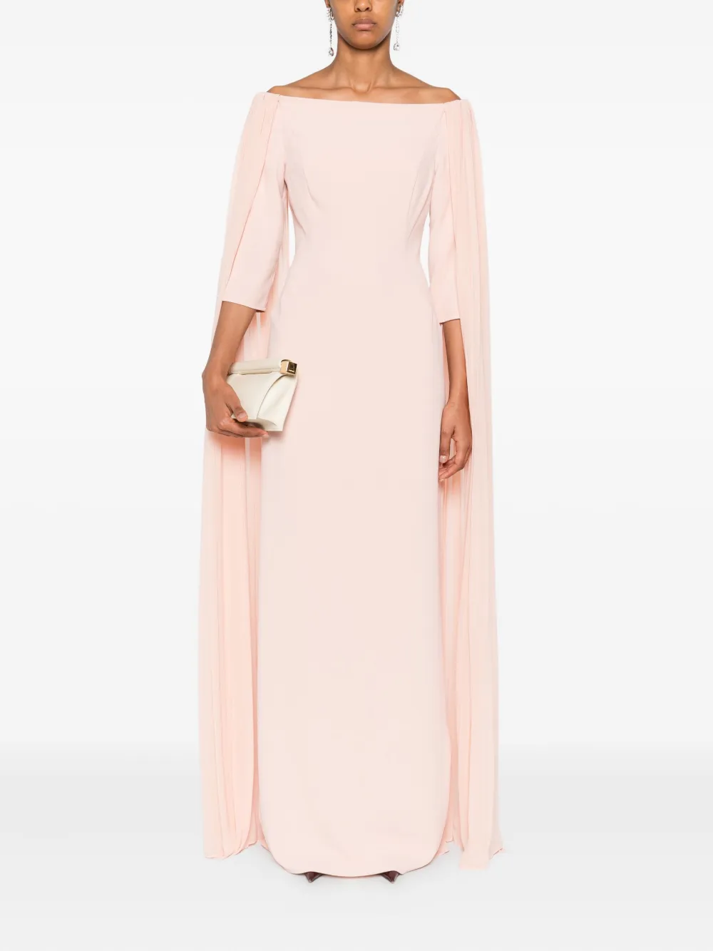 Nicole Miller cape long-sleeve maxi dress - Roze
