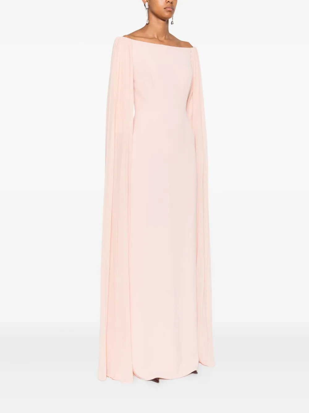 Nicole Miller cape long-sleeve maxi dress Roze