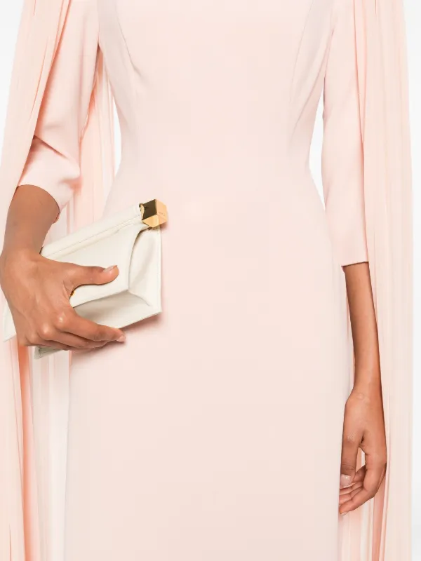 nicole miller long sleeve dress Nicole Miller Cape long-sleeve Maxi Dress | Pink