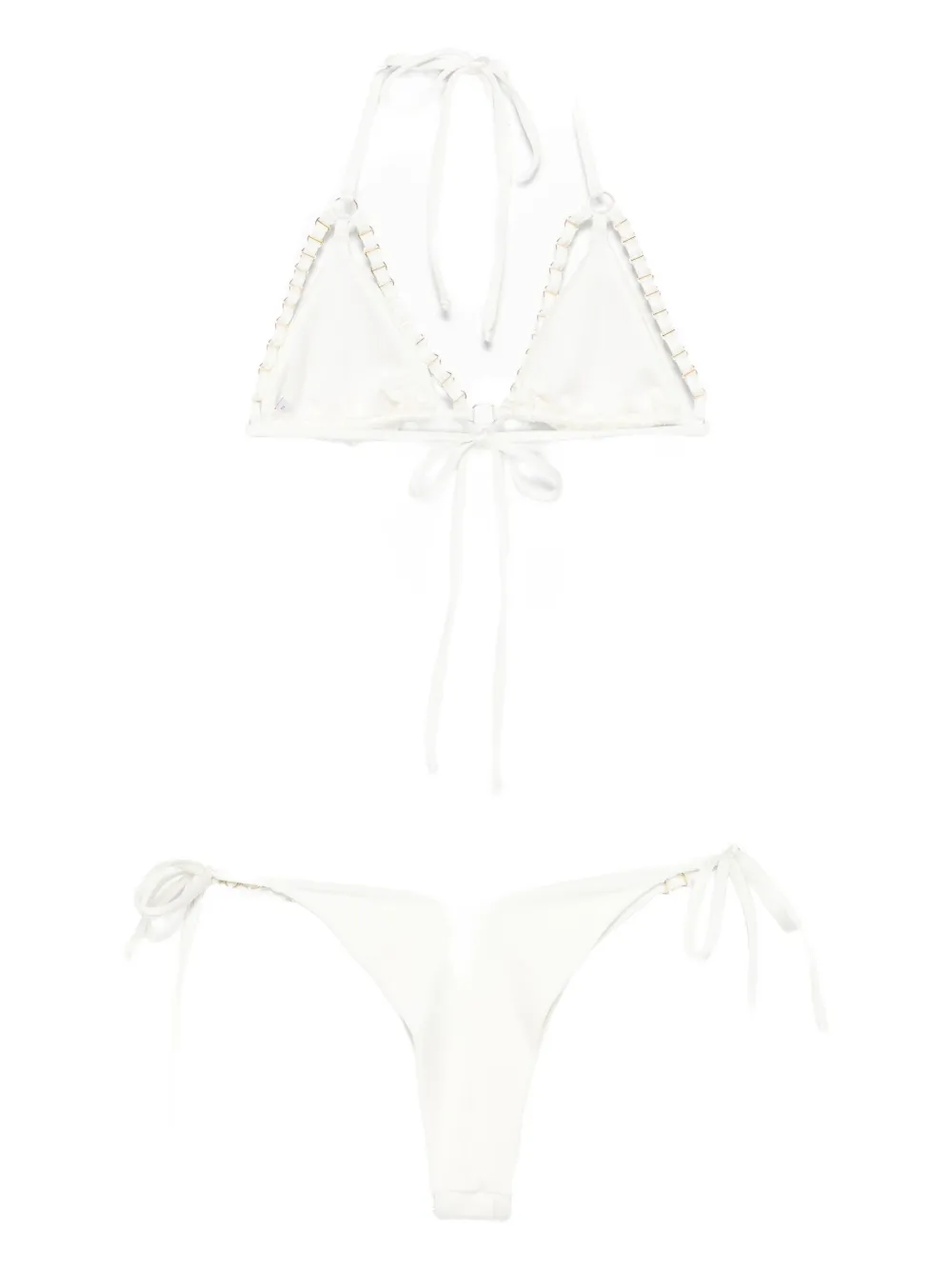 Mazzei Ring-embellished Triangle Bikini In White