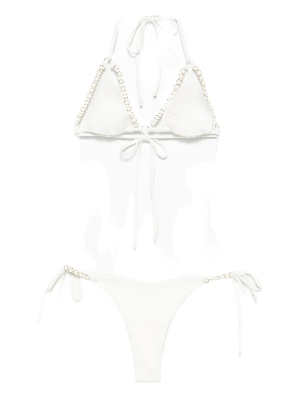 Mazzei Ring-embellished Triangle Bikini In White