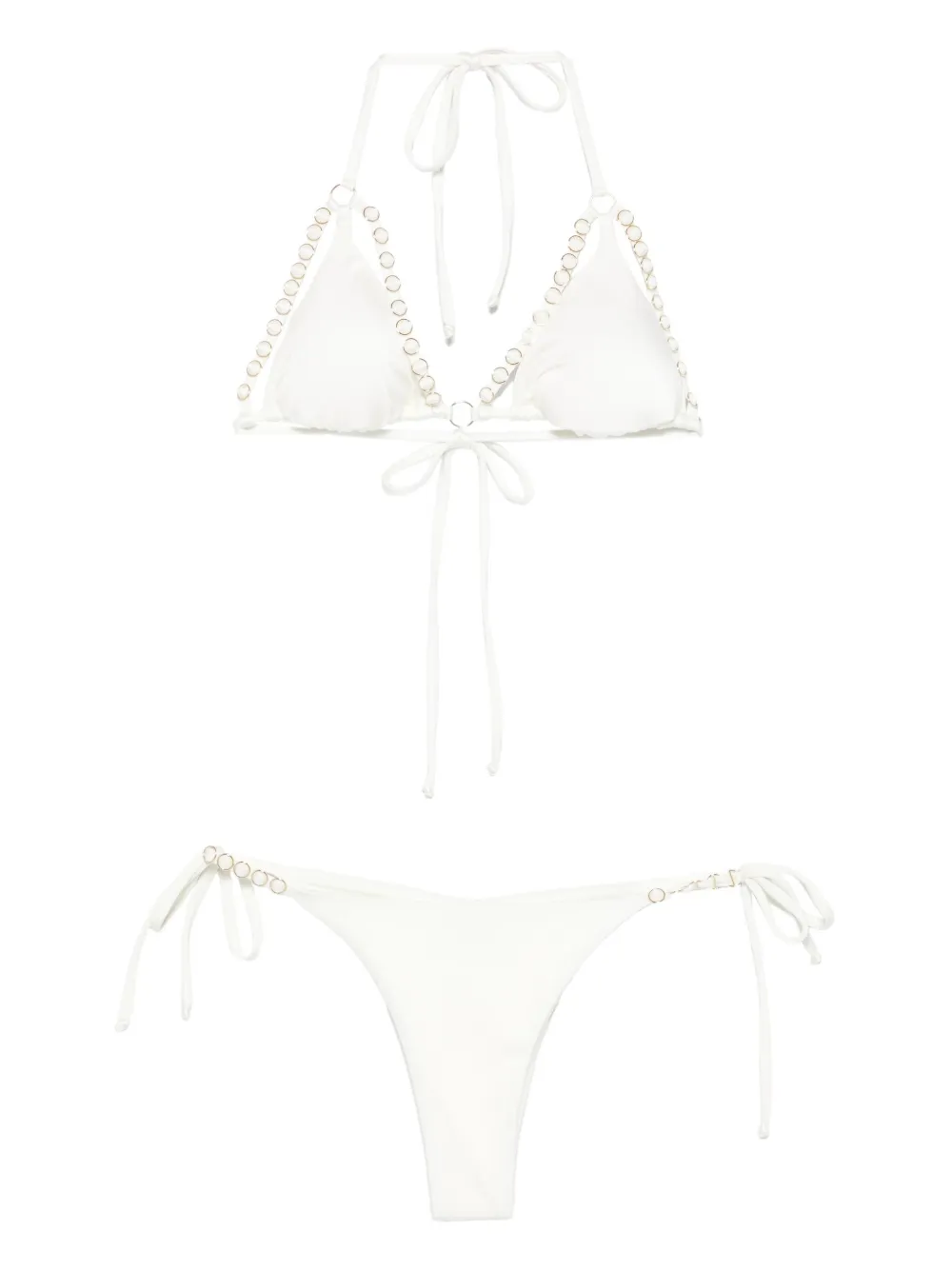 Mazzei ring-embellished triangle bikini | White | Image 1