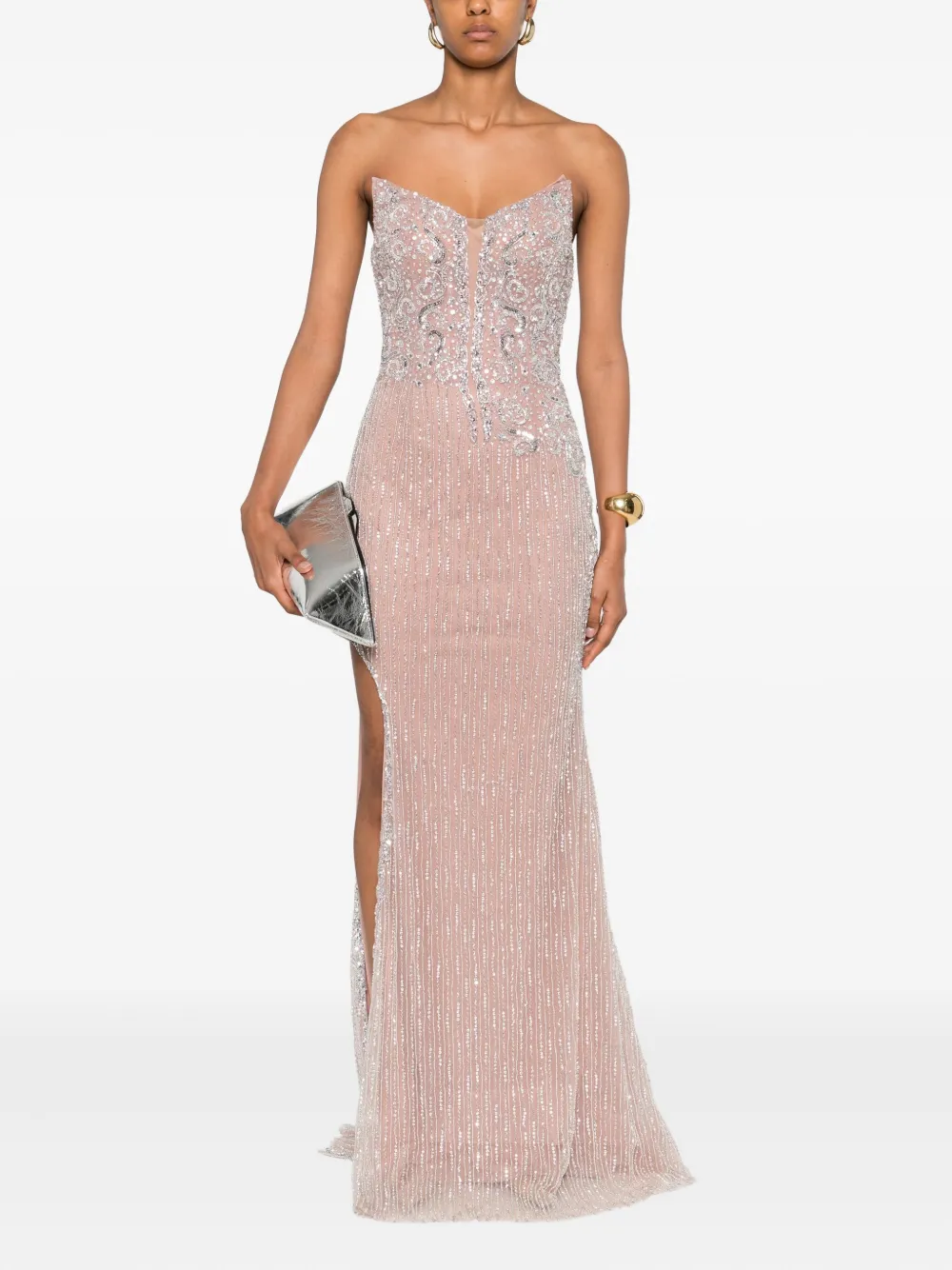 Holland & Holland embellished strapless maxi dress - Roze