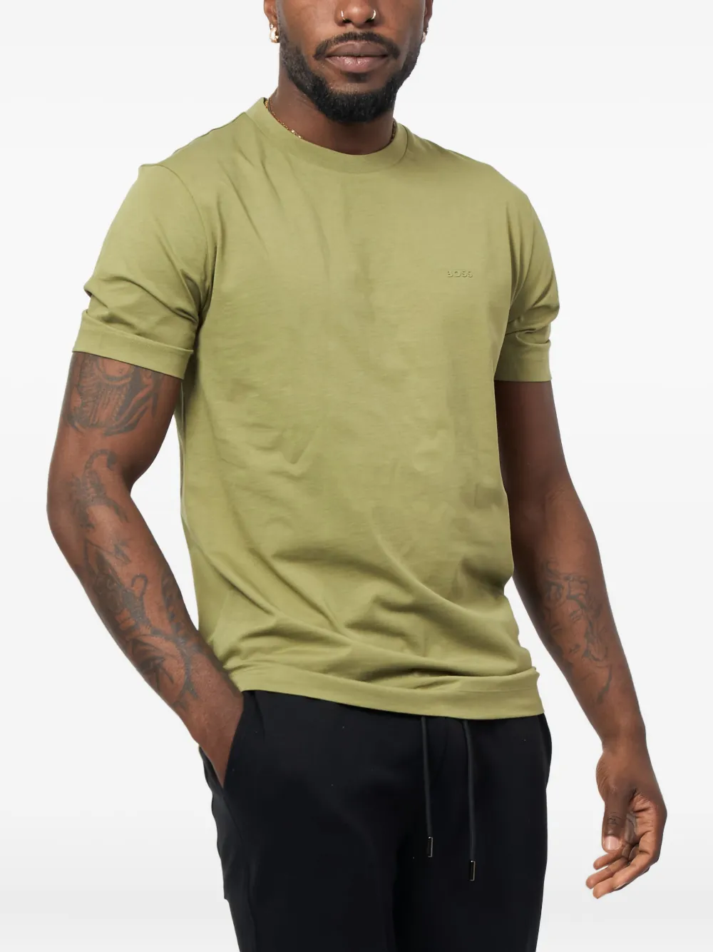 BOSS T-shirt met ronde hals Groen