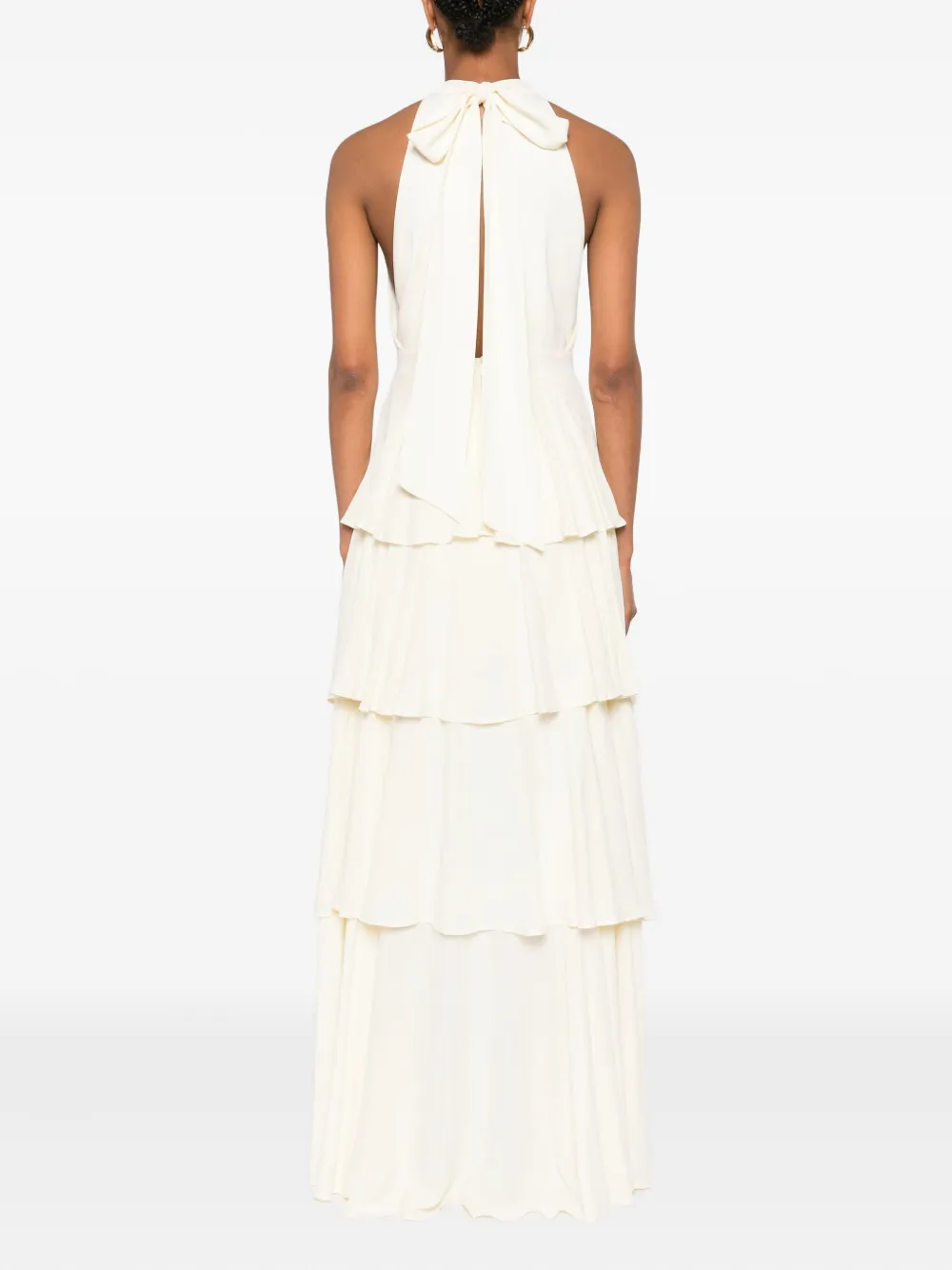 Babylone Paris appliqué-embellished tiered asymmetrical dress Beige