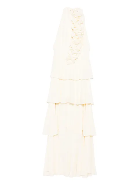 Babylone Paris appliqué-embellished tiered asymmetrical dress