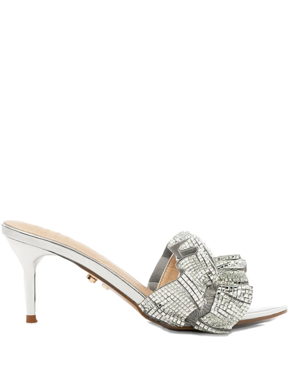 TWENTY FOURHAITCH embellished ruffled heeled sandals | Silver | Image 1